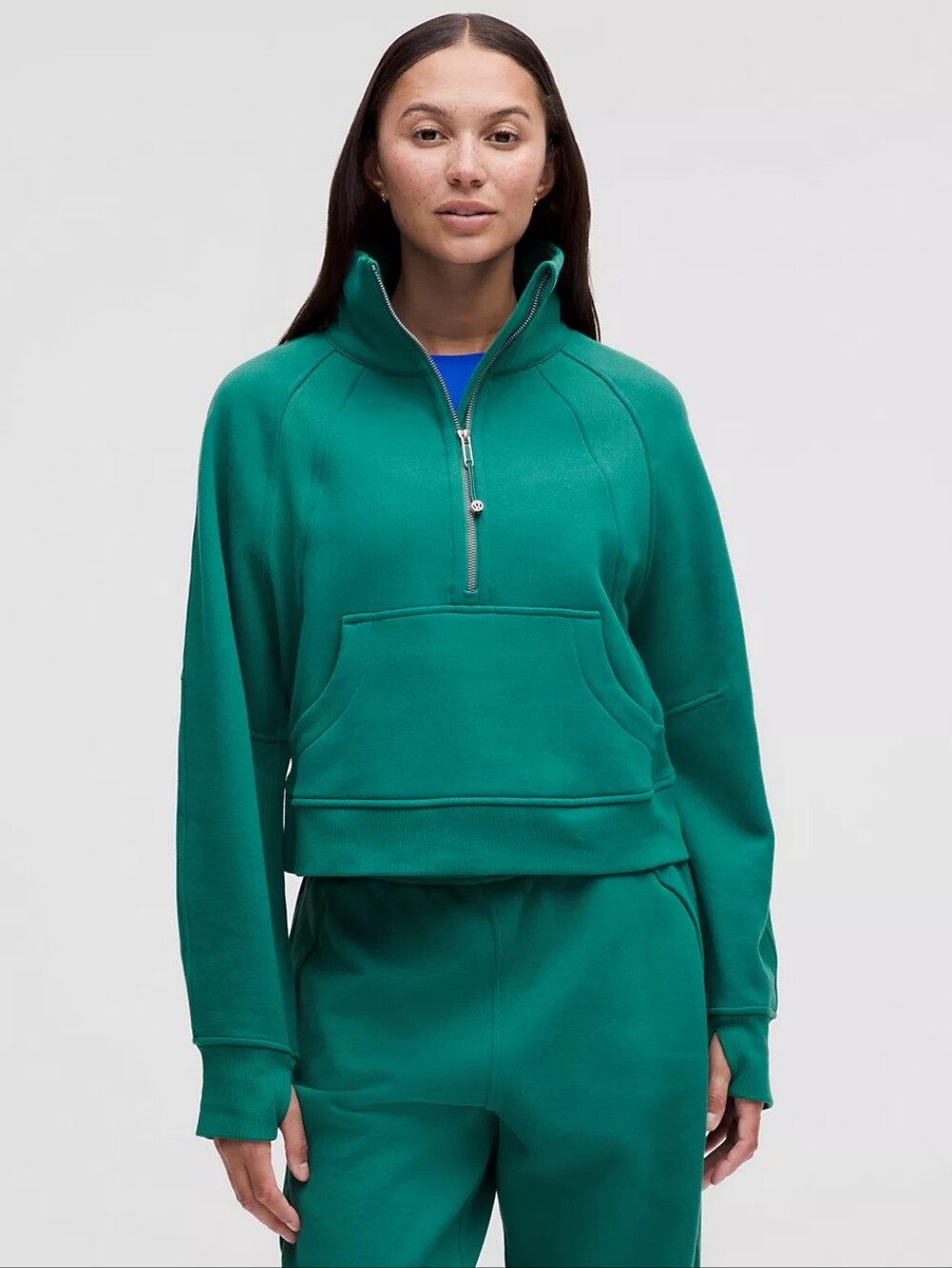 LULULEMON Scuba Oversized Funnel-Neck Half Zip Green 2024 Medium/Large